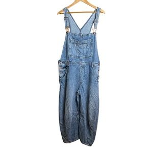 Gap Overalls Horsehoe Medium Wash Denim Spring 2025 Sz XL Cotton Lyocell Blend